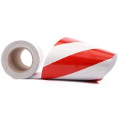 Reflektörlü Reflektif Fosforlu Şerit Bant 10 cm 1 Metre İkaz Bandı Kırmızı Beyaz thumbnail 7