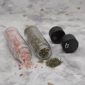 2li Lina Tuzluk Biberlik Ayaralanabilir Kapaklı Cam Tuzluk thumbnail 3