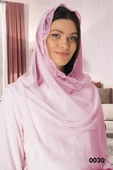 Mecit 0030 Bayan Taşlı Dantelli Şifon Şal Pembe - 2