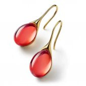 Kırmızı Renk Doğal Taş Kanca Küpe - 1