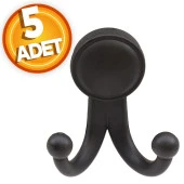 Karataş Askılık Vestiyer Duvar Askısı Dolap Elbise Askılığı Sert Plastik Siyah (5 ADET) - 1