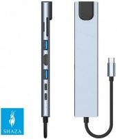 Shaza 8in1 USB Type-C Hub Port Adaptör HDMI USB Ethernet PD Girişli, Gri - 3