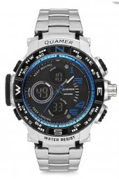 Quamer G-shock Silver Kasa Mavi Kadran Erkek Aksiyon Saat - 1