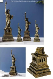 Retro Metal Özgürlük Heykeli Bronz 25 cm thumbnail 10