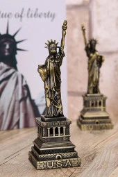Retro Metal Özgürlük Heykeli Bronz 25 cm thumbnail 11