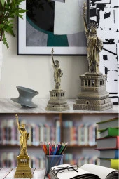 Retro Metal Özgürlük Heykeli Bronz 25 cm thumbnail 12