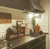 Renkli Duvarlar NW01 MUTFAK TEZGAH ARASI BEYAZ TUĞLA KENDİNDEN YAPIŞKANLI PANEL - 1