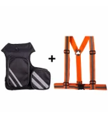 Bel Bacak Motorcu Çantası + Reflektörlü İkaz Yeleği - 1