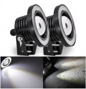 89 MM Beyaz Mercekli Angel Led Halkalı Sis Far Metal Gövde - 2