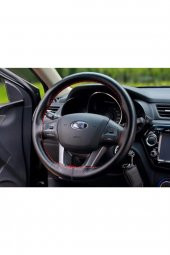 Deri Direksiyon Kılıfı Sarmalı Dikmeli Kırmızı Dikişli Kokusuz - 1