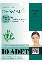 DERMAL 10 ADET Çay Ağacı Kolajen Yüz Maskesi I Sebum Kontrolü, Yatıştırıcı, Canlandırıcı - 1