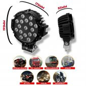 POINT MARKETING 7 Inc 17 Led Yuvarlak Offroad Lamba Siyah kasa 51w Beyaz - 3