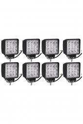 8 Adet 16 Led Off Road Kare Çalışma Lambası Sis Lambası Projektör Gündüz Farı 48 Watt - 1