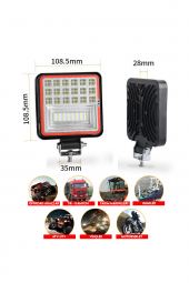 POINT MARKETING 42 Led 126 W Beyaz 3 Modlu Kırmızı Beyaz Yayıcı Off Road Farı Lamba Çalışma Lambası - 2