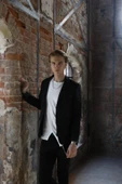 CEKMON Erkek Slim Fit Omuzları Deri Detaylı Fermuarlı Cepli Blazer Klasik Ceket - 9