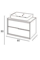 Turkuaz Duru Etajerli Lavabo 60*40cm - Matia 80 Alt Modül thumbnail 3