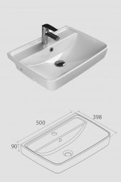 Turkuaz Duru Lavabo 50*40 cm, Denko Oscar Banyo Alt Dolabı thumbnail 4