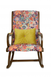 Asedia Rustik Ceviz Retro Sallanan Sandalye Dinlenme Emzirme Baba Tv Okuma Uzanma Koltuğu Berjer thumbnail 1