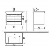 Turkuaz Frame Etajerli Lavabo 70*45cm-Mostar 70 Alt Modül -SİYAH - 3