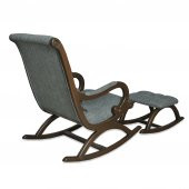 Asedia Rustik Ceviz Gri Sallanan Sandalye Dinlenme Emzirme Baba Tv Okuma Uzanma Koltuğu Berjer thumbnail 4