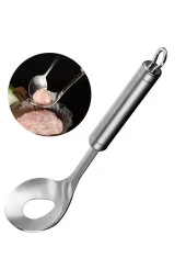 Nakres Çelik Paslanmaz Lokma Kaşığı Pişi Hamur Kaşığı 24 cm Delikli Köfte Yapma Kaşığı - 1