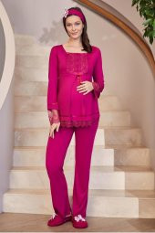 By Mecit 1820 Fuşya Lohusa Pijama Takımı - 2