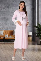 Mecit 5556 Pembe Sabahlık Pijama Gecelik Lohusa Set - 4