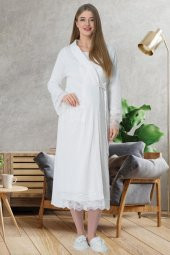 Mecit 5621 Ekru Triko Sabahlıklı Lohusa Pijama Takımı - 2