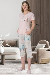 Mecit 5630 Pudra Capri Kadın Pijama Takımı - 2