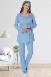 Mecit 5711 Mavi Hamile Lohusa Pijama Takımı - 1