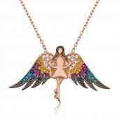 925 Ayar Gümüş Melek Kadın Gümüş Kolye - 1