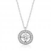 925 Ayar Gümüş Minimal Yuvarlak Tektaş Kadın Gümüş Kolye - 1