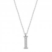 925 Ayar Gümüş Rodyum Kaplama I Harfi Kadın Gümüş Kolye - 1