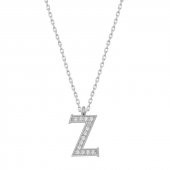 925 Ayar Gümüş Z Harfi Kadın Gümüş Kolye - 1