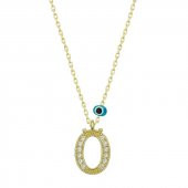 925 Ayar Gümüş Nazar Gold Ö Harfi Kadın Gümüş Kolye thumbnail 1