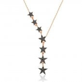 925 Ayar Gümüş Siyah Kayan Yıldızlar Kadın Gümüş Kolye - 1