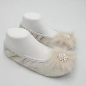 Kirpi Taşlı Ev Babeti Ve Patik Krem renk - 2