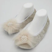 Kirpi Taşlı Ev Babeti Ve Patik Krem renk - 3