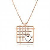 925 Ayar Gümüş Parmaklıklar Arasındaki Aşk Kadın Gümüş Kolye thumbnail 1