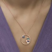 925 Ayar Gümüş Nazarlı El ve Ayak İzi Kadın Gümüş Kolye thumbnail 5