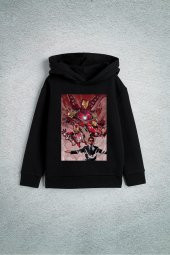 Marvel Ironman Demir Adam Tony Stark Özel Tasarım Baskılı Çocuk Kapşonlu Sweatshirt Hoodie - 1