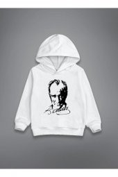 Mustafa Kemal Atatürk Özel Tasarım Baskılı Çocuk Kapşonlu Sweatshirt Hoodie - 1