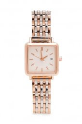 Minimal Kare Rose Kasa Rose Gümüş Kordon Kadın Kol Saati thumbnail 1