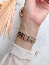 Minimal Kare Rose Kasa Rose Gümüş Kordon Kadın Kol Saati thumbnail 5