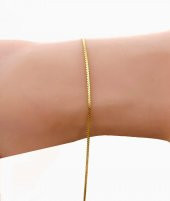 Gümüş altın yaldızlı örgü modeli italyan zincir bileklik thumbnail 1