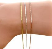 Gümüş altın yaldızlı örgü modeli italyan zincir bileklik thumbnail 2