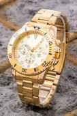 Yeni Sezon Gold Renk Şık Premium Erkek Çelik Kol Saati Çelik Kordon ST-304204 thumbnail 3