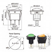 Yuvarlak Işıklı Anahtar ON-OFF 3P 12VOLT SARI - 4