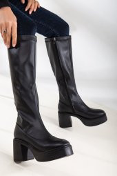 Cindy Streç Topuklu Platform Bayan Bot SİYAH CLT thumbnail 1