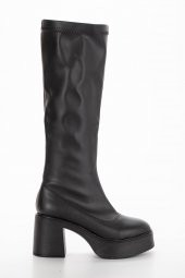 Cindy Streç Topuklu Platform Bayan Bot SİYAH CLT thumbnail 4